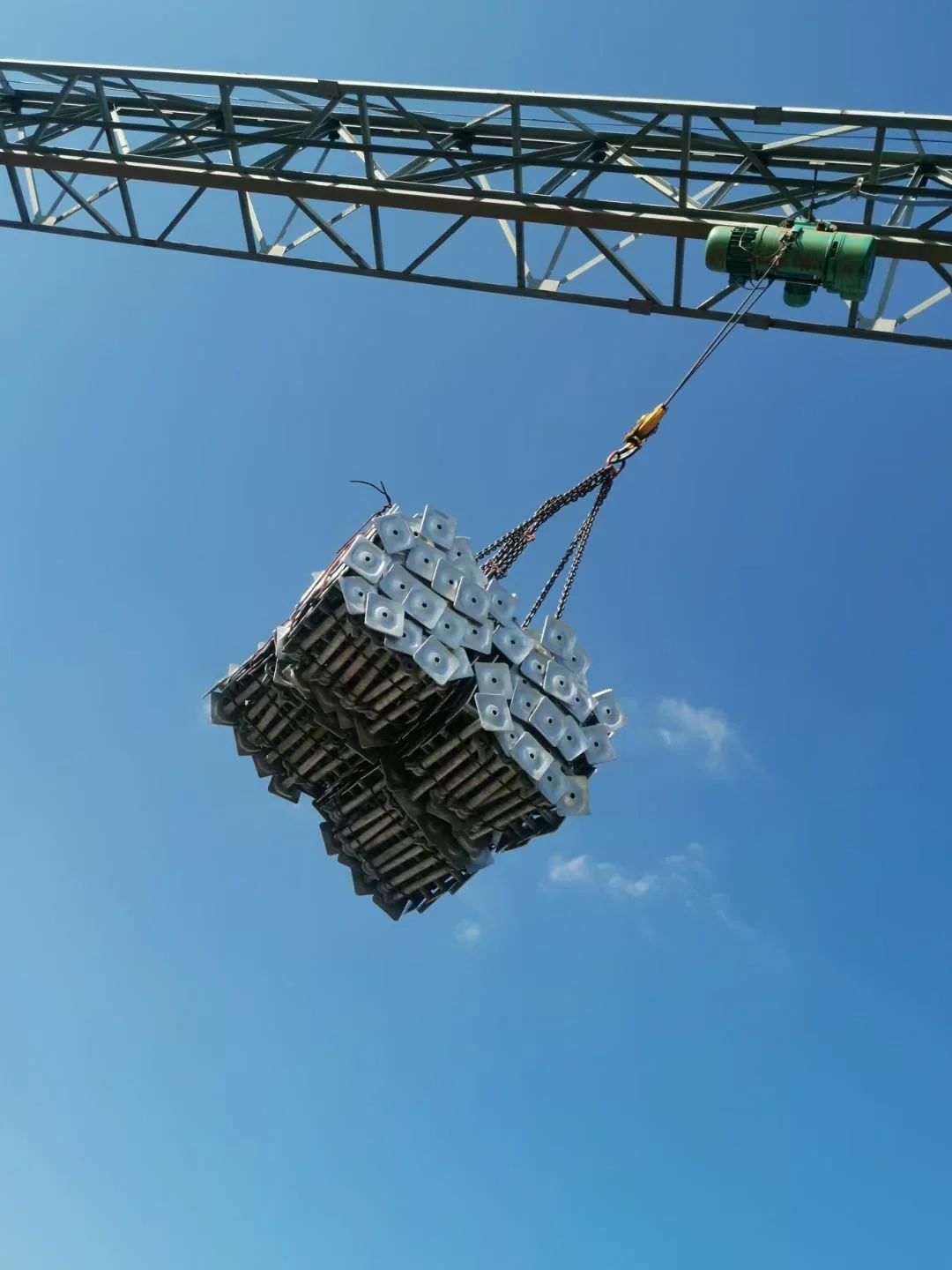 Ringlock scaffolding stock grouped in a storage yard