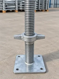 Ringlock scaffolding adjustable Base Jack thread and nut inspection detail